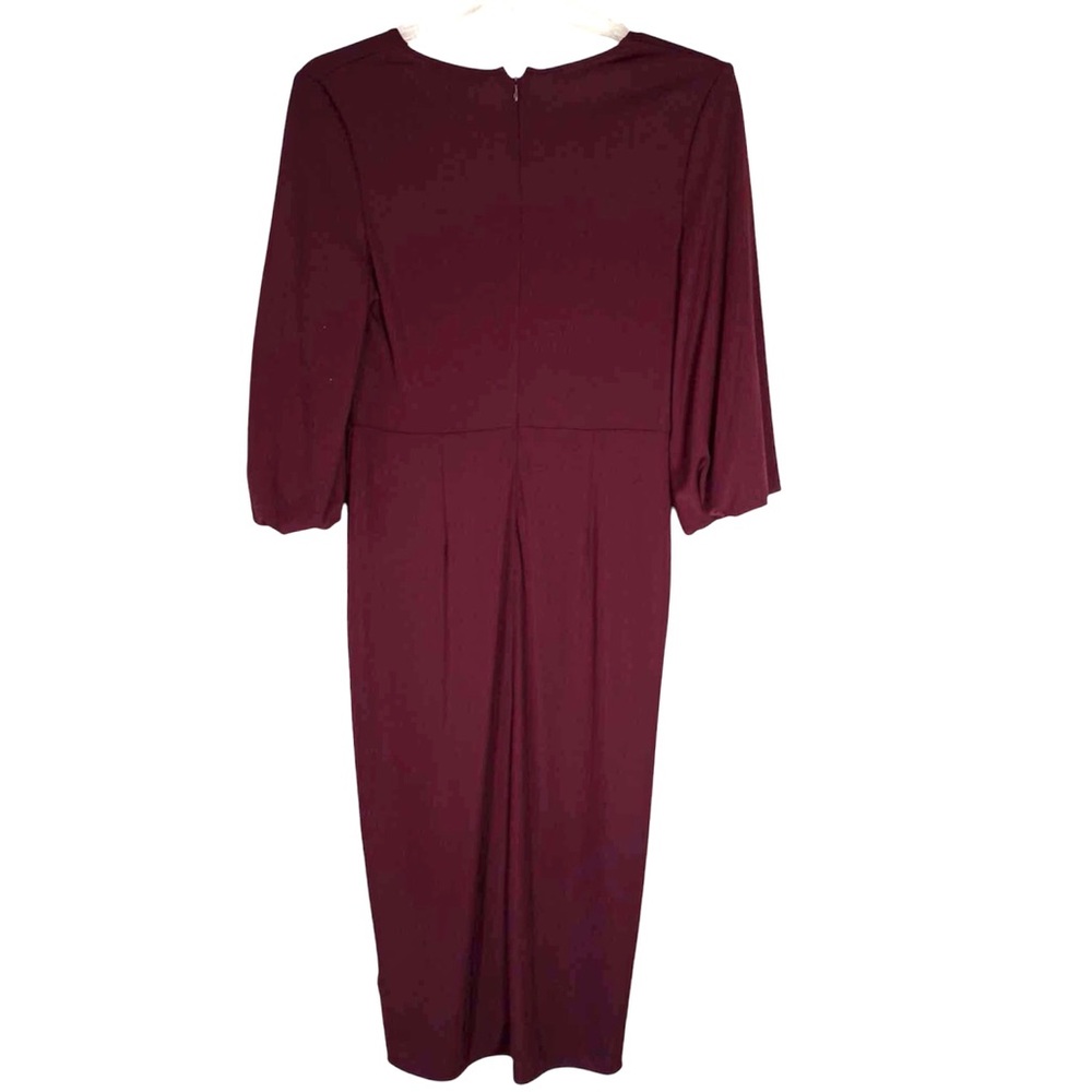 Lauren Ralph Lauren Tie Front Midi Dress Red Stretch Jersey Size 6 - Picture 4 of 9